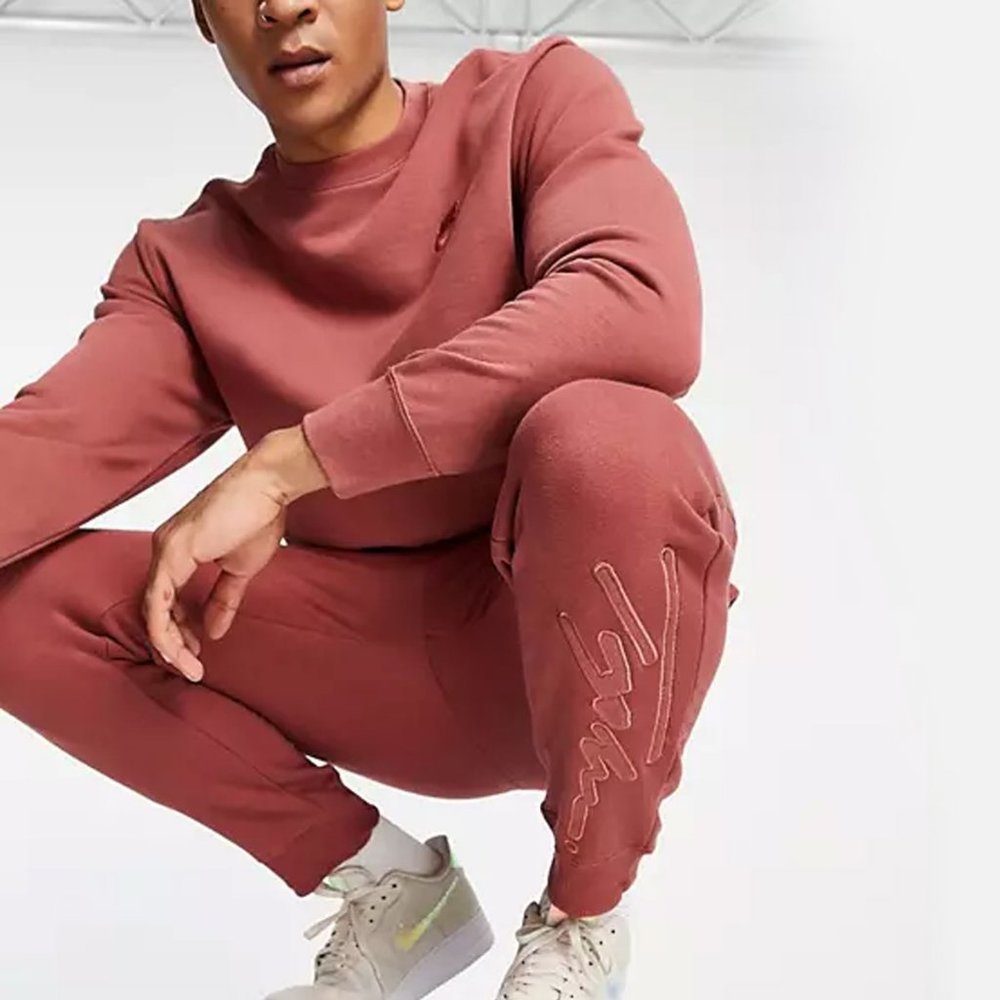 Topman Men's Light Burgundy Signature Embroidered Sweatpants - NWT